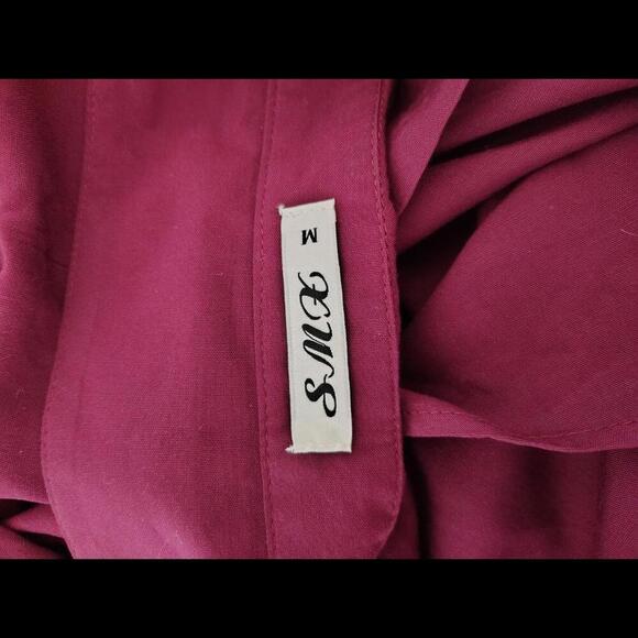 Tunic Shirt Dress Maroon 3/4 Adjustable Sleeve Buttons 3 Pockets, Size M - Picture 9 of 9